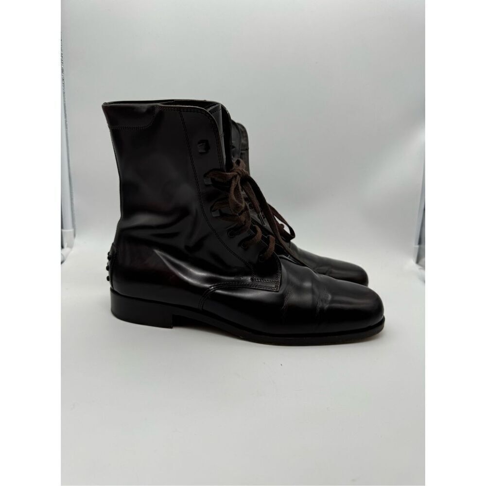 TODS Women Black Leather‎ Lace Up Ankle Boots Size 38.5